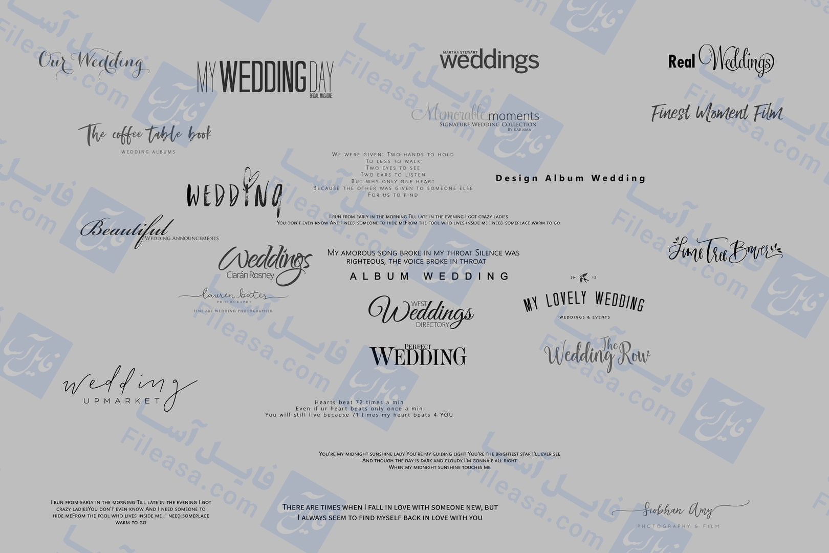 بزرگترین پک تکست ودینگ wedding | انگلیسی فارسی | 500+ تکست حرفه ای | PSD